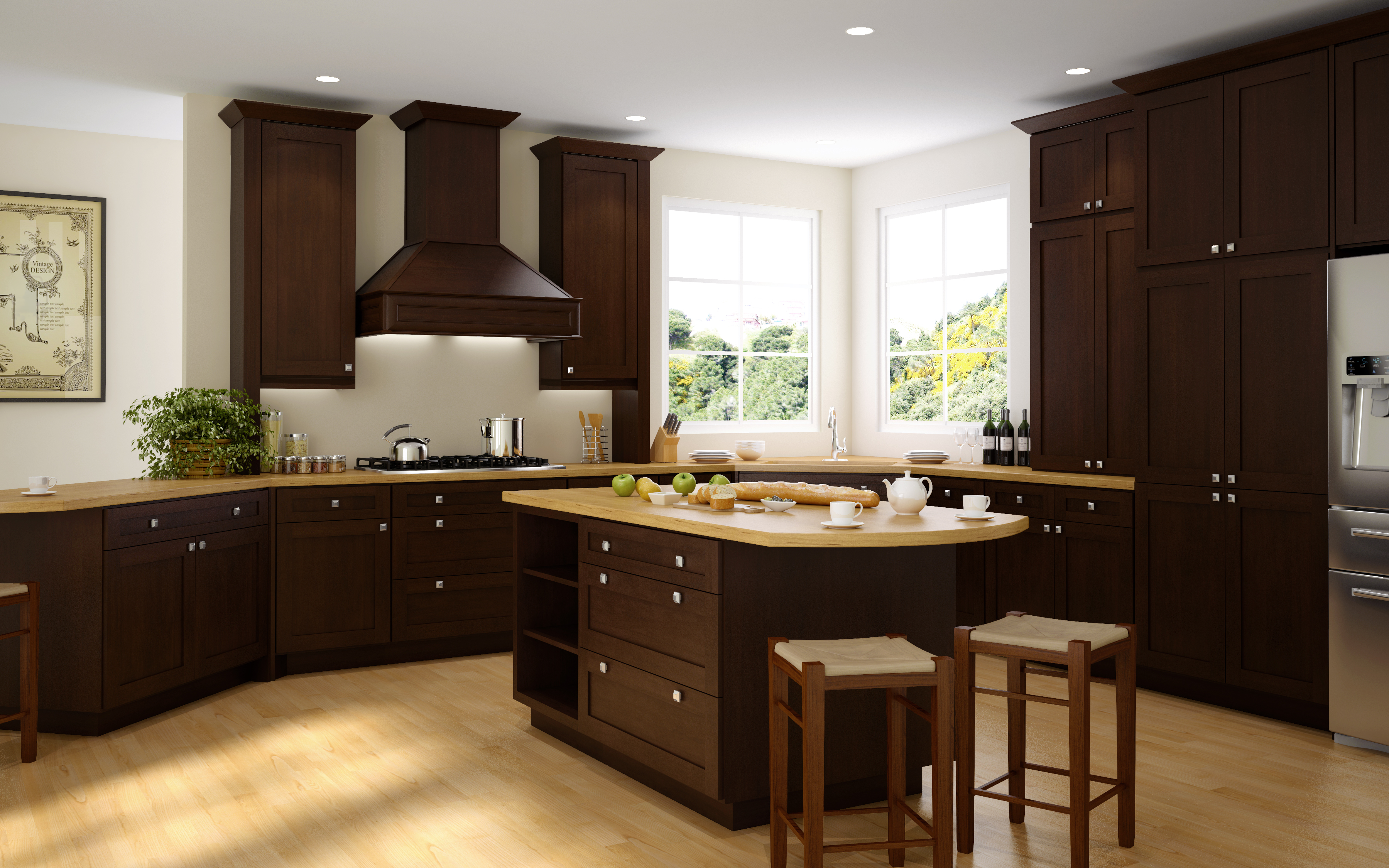 Furniture Interior Kitchen Cabinetry Discount Dark Brown Amish